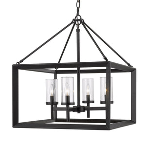 Golden - 2073-4 BLK-CLR - Four Light Chandelier - Smyth BLK - Matte Black