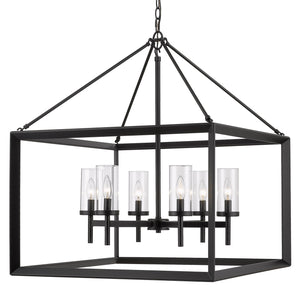 Golden - 2073-6 BLK-CLR - Six Light Chandelier - Smyth BLK - Matte Black