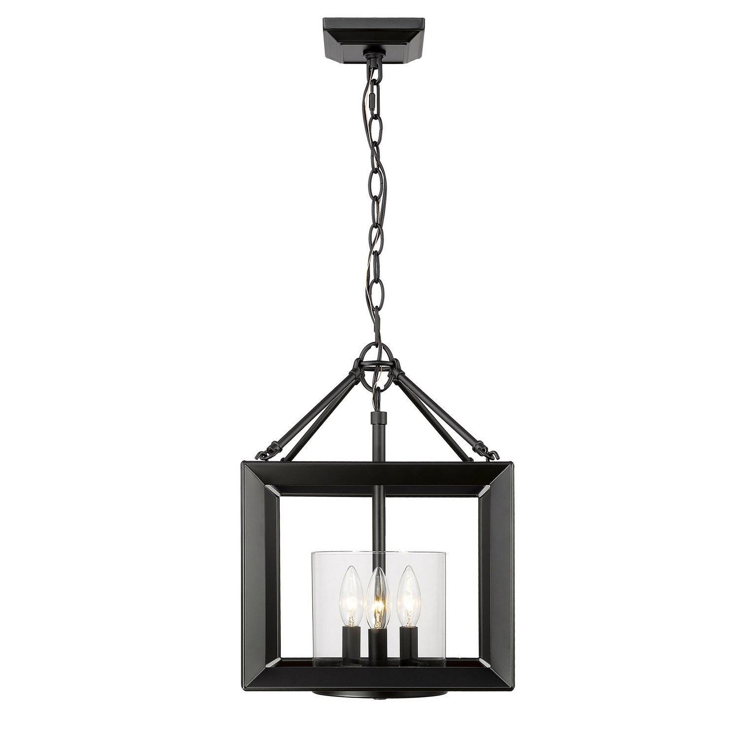 Golden - 2073-M3 BLK-CLR - Three Light Chandelier - Smyth BLK - Matte Black