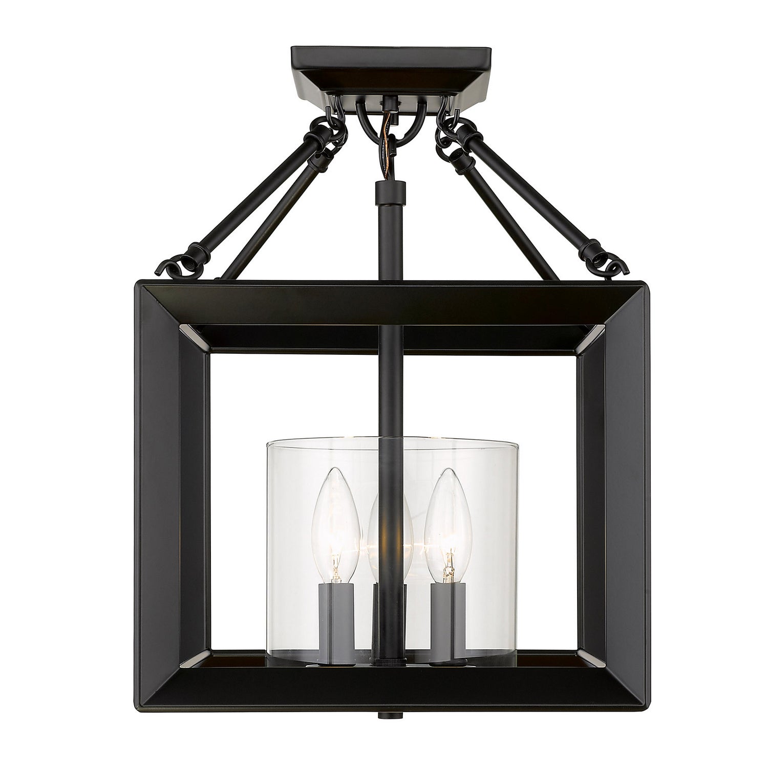 Golden - 2073-SF BLK-CLR - Three Light Semi-Flush Mount - Smyth BLK - Matte Black