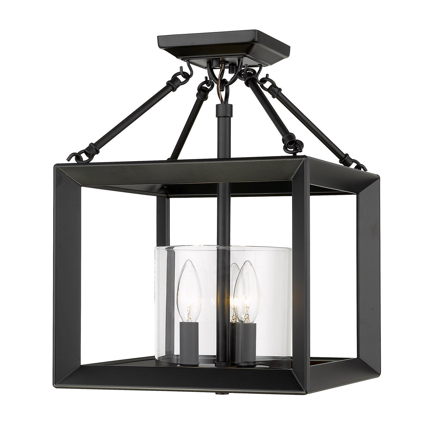 Golden - 2073-SF BLK-CLR - Three Light Semi-Flush Mount - Smyth BLK - Matte Black