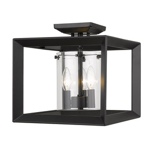 Golden - 2073-SF12 BLK-CLR - Three Light Semi-Flush Mount - Smyth BLK - Matte Black