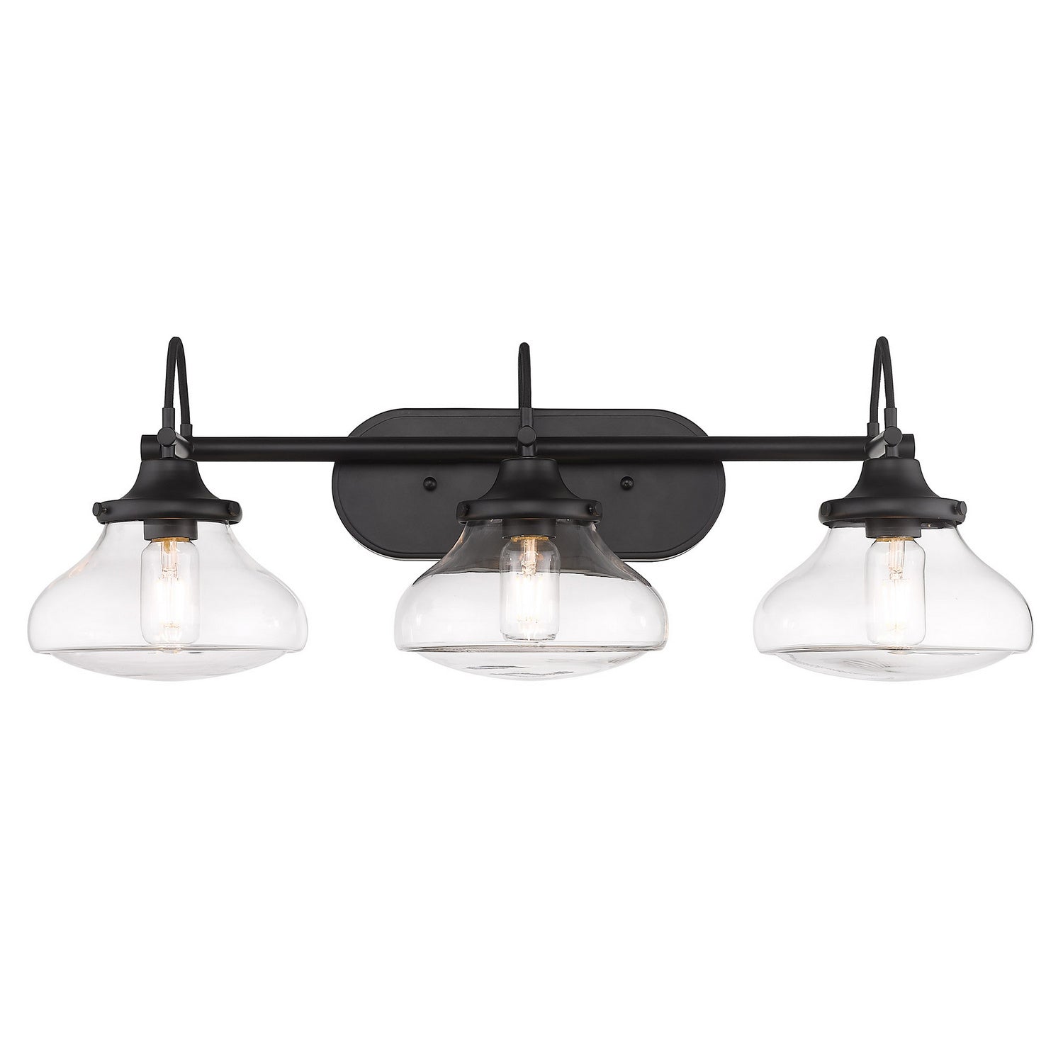 Golden - 3419-BA3 BLK-CLR - Three Light Bath Vanity - Nash - Matte Black