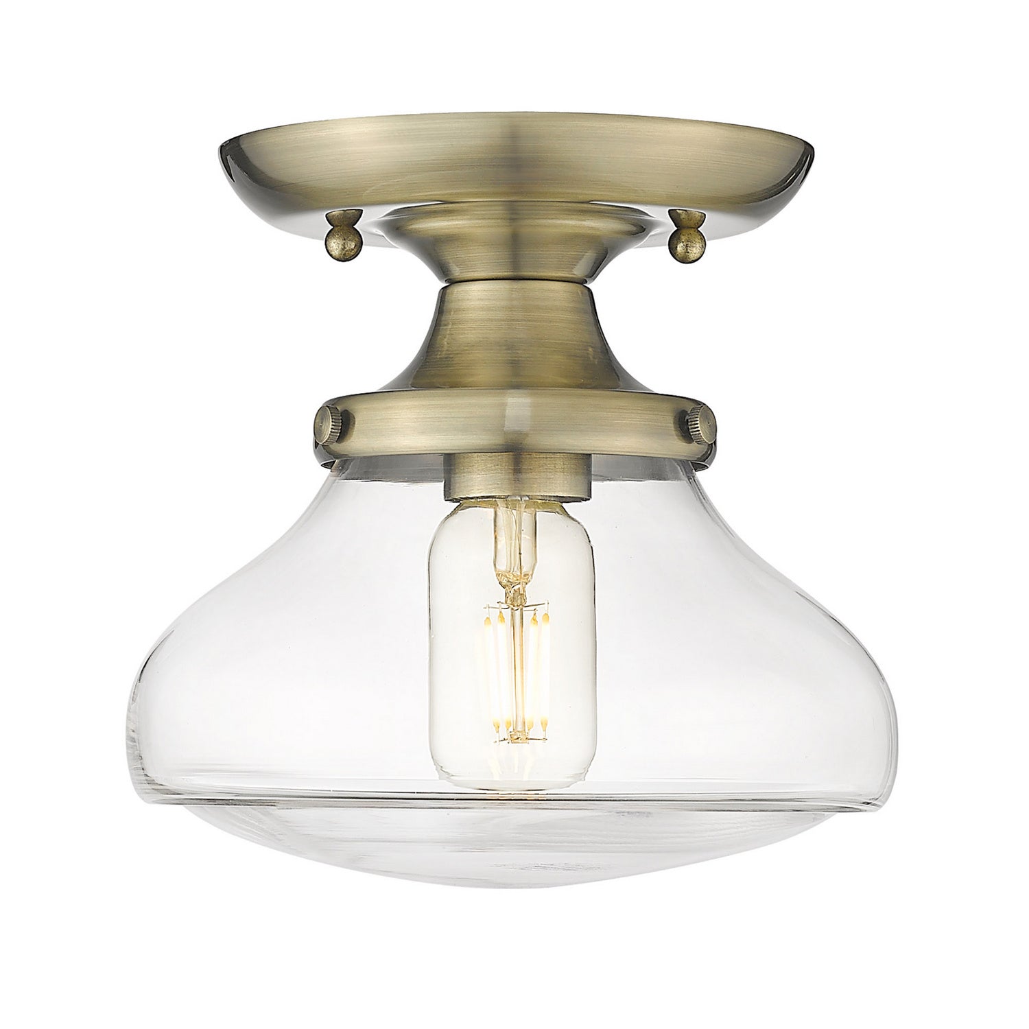 Golden - 3419-SF AB-CLR - One Light Semi-Flush Mount - Nash AB - Aged Brass