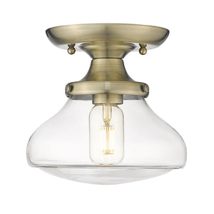 Golden - 3419-SF AB-CLR - One Light Semi-Flush Mount - Nash AB - Aged Brass