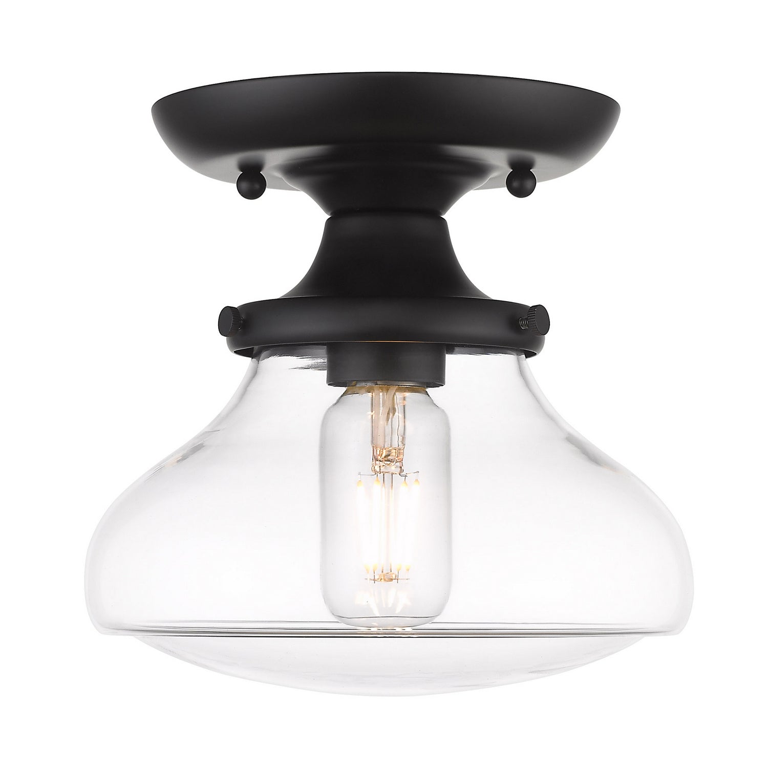 Golden - 3419-SF BLK-CLR - One Light Semi-Flush Mount - Nash - Matte Black