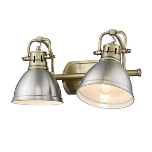 Golden - 3602-BA2 AB-PW - Two Light Bath Vanity - Duncan AB - Aged Brass