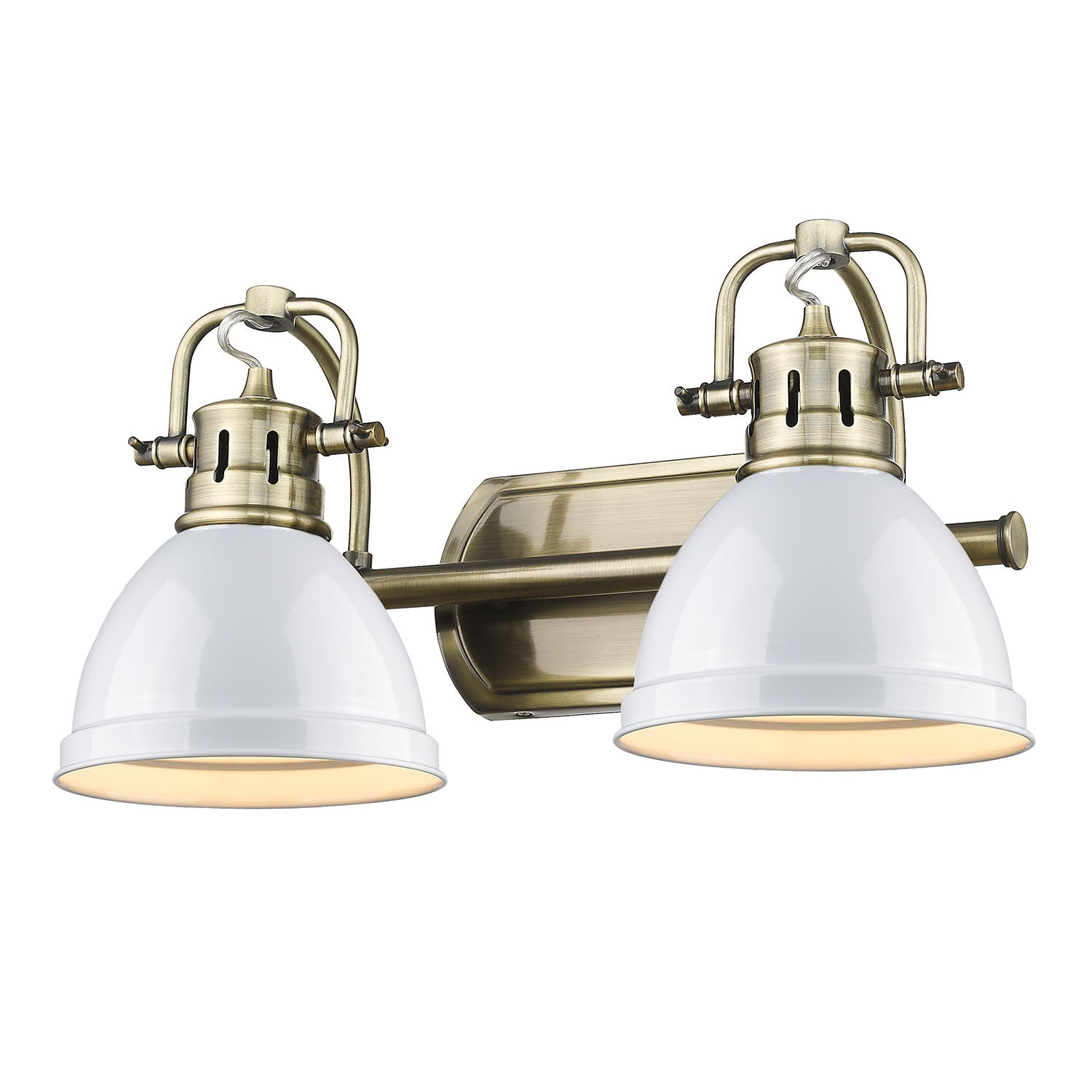 Golden - 3602-BA2 AB-WH - Two Light Bath Vanity - Duncan AB - Aged Brass