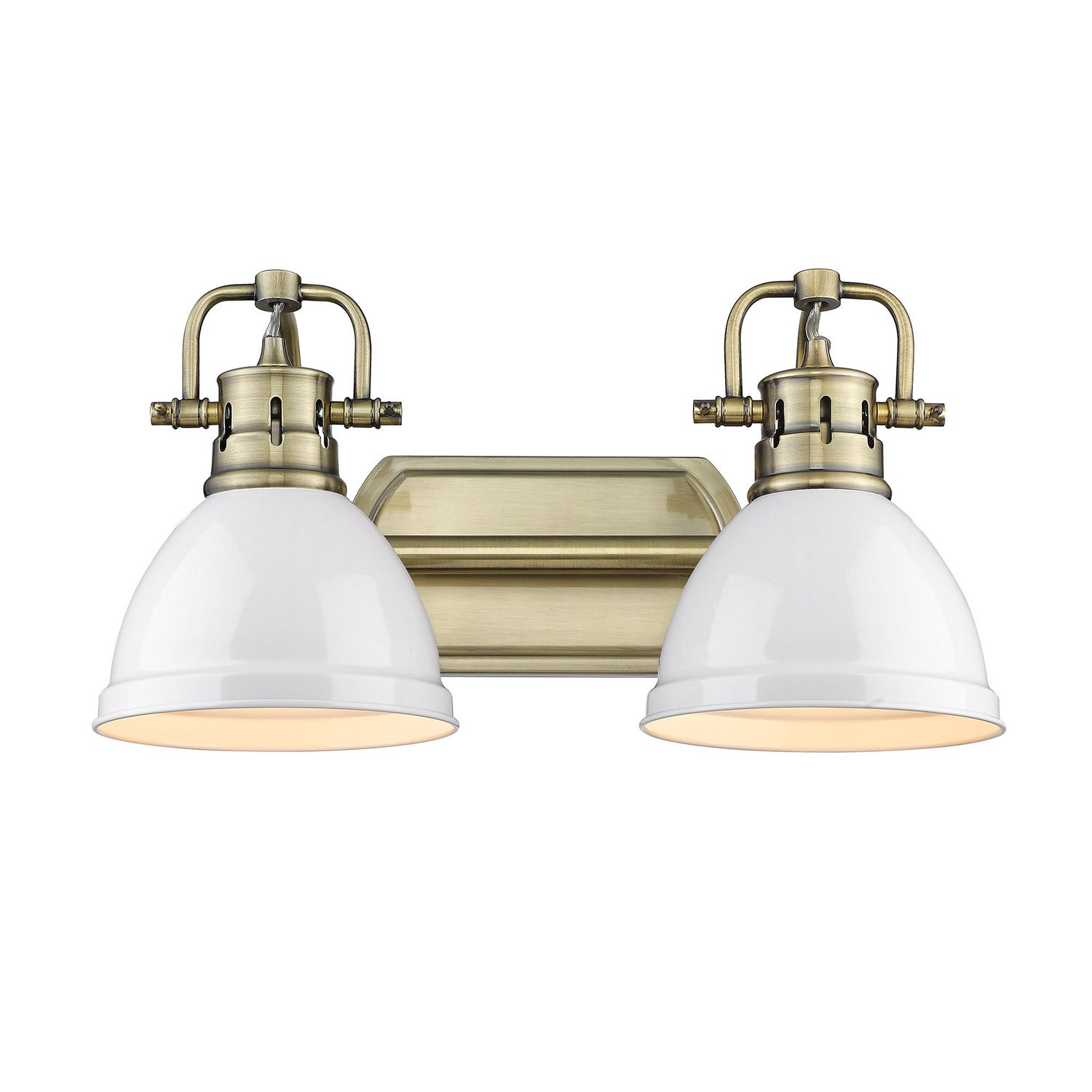 Golden - 3602-BA2 AB-WHT - Two Light Bath Vanity - Duncan AB - Aged Brass