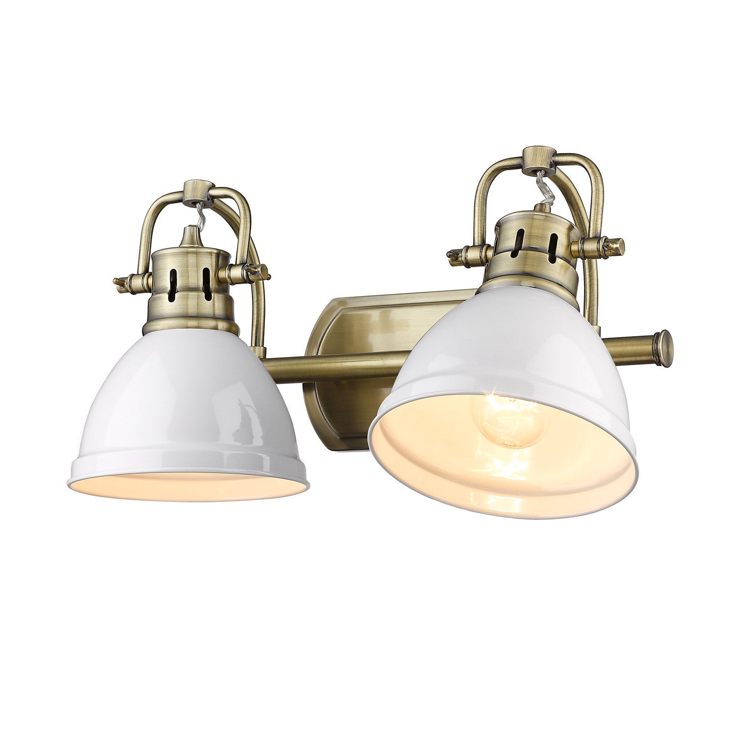 Golden - 3602-BA2 AB-WHT - Two Light Bath Vanity - Duncan AB - Aged Brass