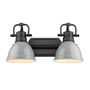 Golden - 3602-BA2 BLK-GY - Two Light Bath Vanity - Duncan BLK - Matte Black