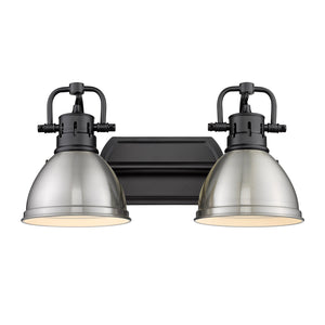 Golden - 3602-BA2 BLK-PW - Two Light Bath Vanity - Duncan BLK - Matte Black