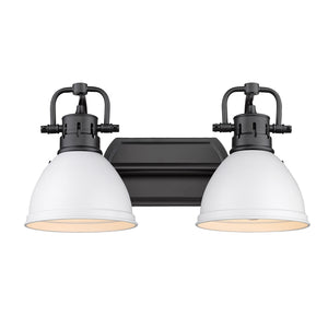 Golden - 3602-BA2 BLK-WHT - Two Light Bath Vanity - Duncan BLK - Matte Black