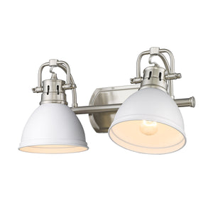 Golden - 3602-BA2 PW-WHT - Two Light Bath Vanity - Duncan PW - Pewter