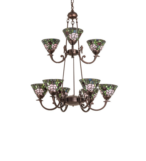 Meyda Tiffany - 241038 - Nine Light Chandelier - Tiffany Roman - Mahogany Bronze