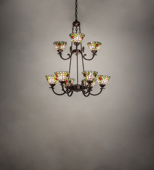 Meyda Tiffany - 241038 - Nine Light Chandelier - Tiffany Roman - Mahogany Bronze