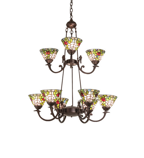 Meyda Tiffany - 241038 - Nine Light Chandelier - Tiffany Roman - Mahogany Bronze