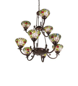 Meyda Tiffany - 241038 - Nine Light Chandelier - Tiffany Roman - Mahogany Bronze