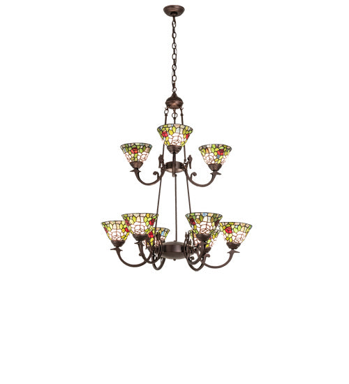 Meyda Tiffany - 241038 - Nine Light Chandelier - Tiffany Roman - Mahogany Bronze