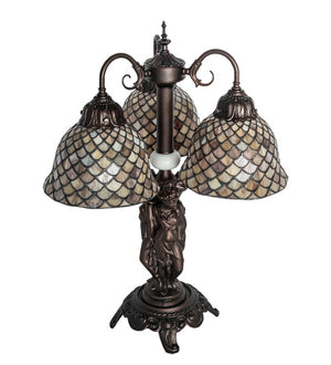 Meyda Tiffany - 245477 - Three Light Table Lamp - Tiffany Fishscale - Mahogany Bronze