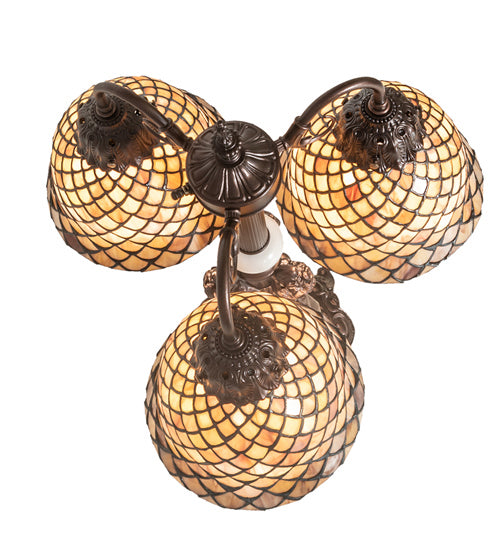 Meyda Tiffany - 245477 - Three Light Table Lamp - Tiffany Fishscale - Mahogany Bronze