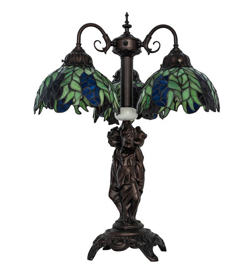 Meyda Tiffany - 245478 - Three Light Table Lamp - Tiffany Honey Locust - Mahogany Bronze