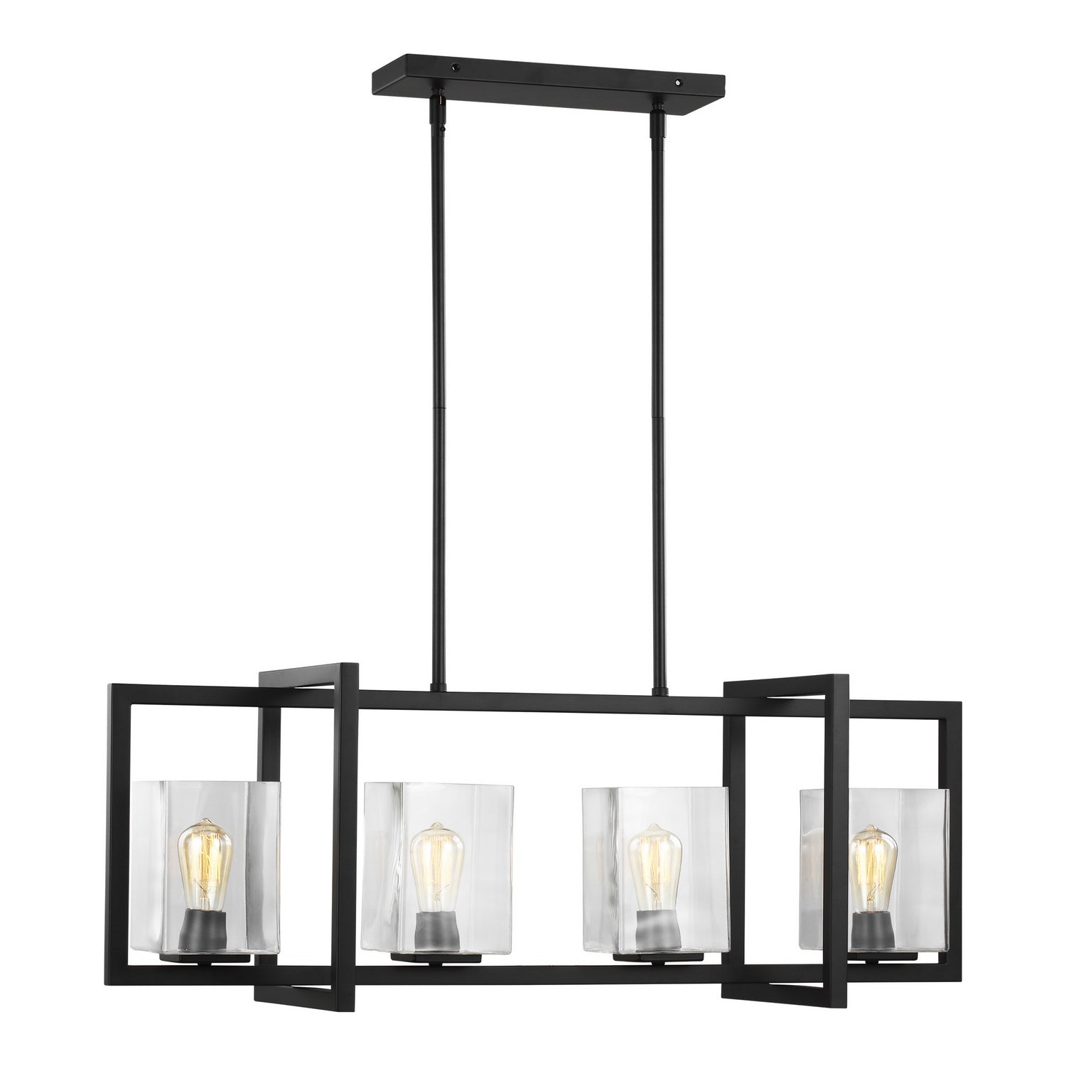 Generation Lighting. - 6641504-112 - Four Light Island Pendant - Mitte - Midnight Black