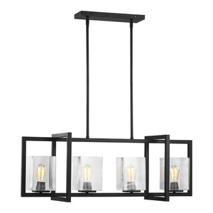 Generation Lighting. - 6641504-112 - Four Light Island Pendant - Mitte - Midnight Black