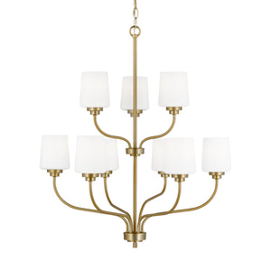 Generation Lighting. - 3102809-848 - Nine Light Chandelier - Windom - Satin Brass