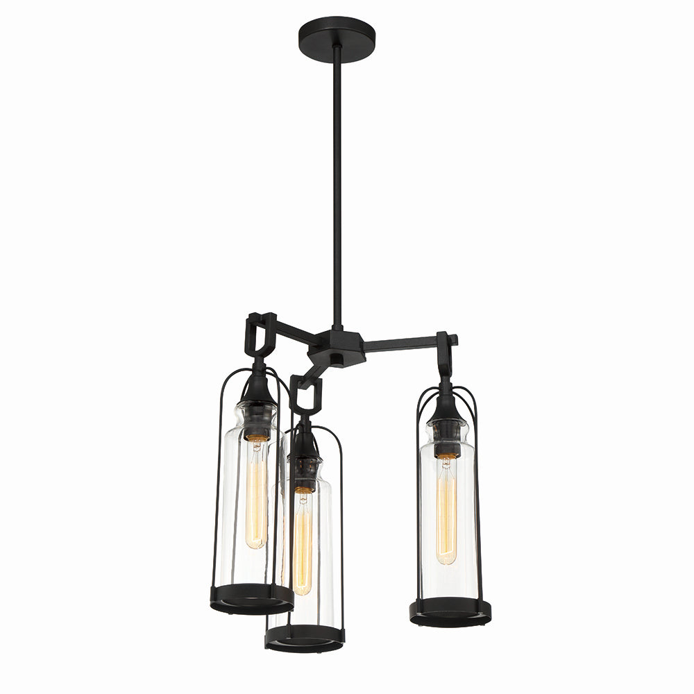 Eurofase - 42728-016 - Three Light Outdoor Chandelier - Yasmin - Satin Black