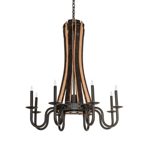 Meyda Tiffany - 241070 - LED Chandelier - Barrel Stave - Costello Black Hand Rubbed Iron/Wood