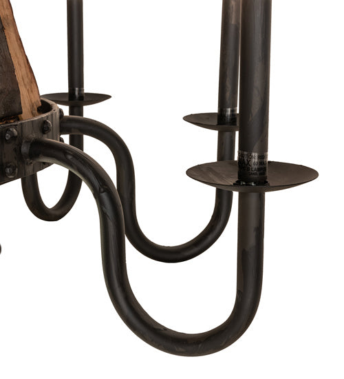 Meyda Tiffany - 241070 - LED Chandelier - Barrel Stave - Costello Black Hand Rubbed Iron/Wood