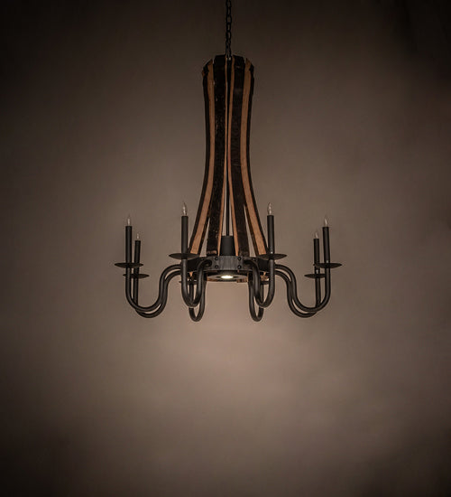 Meyda Tiffany - 241070 - LED Chandelier - Barrel Stave - Costello Black Hand Rubbed Iron/Wood