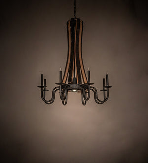 Meyda Tiffany - 241070 - LED Chandelier - Barrel Stave - Costello Black Hand Rubbed Iron/Wood