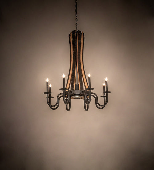 Meyda Tiffany - 241070 - LED Chandelier - Barrel Stave - Costello Black Hand Rubbed Iron/Wood