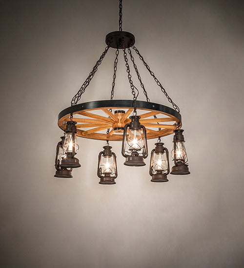 Meyda Tiffany - 242013 - Six Light Chandelier - Miners Lantern - Distressed Rust