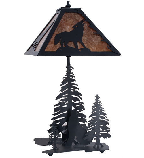 Meyda Tiffany - 242540 - Two Light Table Lamp - Wolf At Dawn - Black Metal