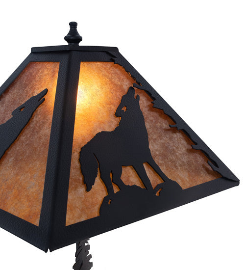 Meyda Tiffany - 242540 - Two Light Table Lamp - Wolf At Dawn - Black Metal