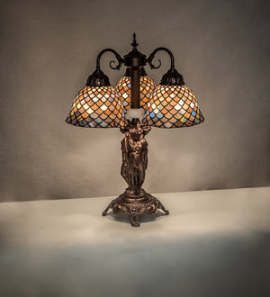 Meyda Tiffany - 245479 - Three Light Table Lamp - Tiffany Fishscale - Mahogany Bronze