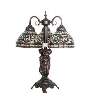 Meyda Tiffany - 245480 - Three Light Table Lamp - Tiffany Turning Leaf - Mahogany Bronze