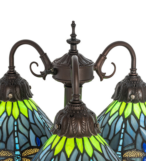 Meyda Tiffany - 245483 - Three Light Table Lamp - Tiffany Hanginghead Dragonfly - Mahogany Bronze