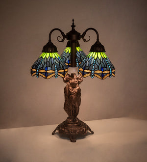 Meyda Tiffany - 245483 - Three Light Table Lamp - Tiffany Hanginghead Dragonfly - Mahogany Bronze