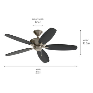 Kichler - 330165NI - 52"Ceiling Fan - Renew Patio - Brushed Nickel