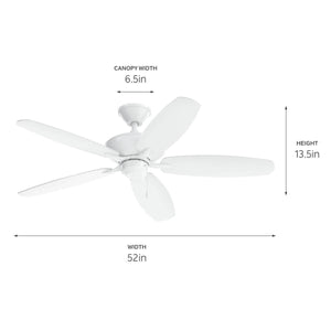 Kichler - 330160MWH - 52"Ceiling Fan - Renew - Matte White