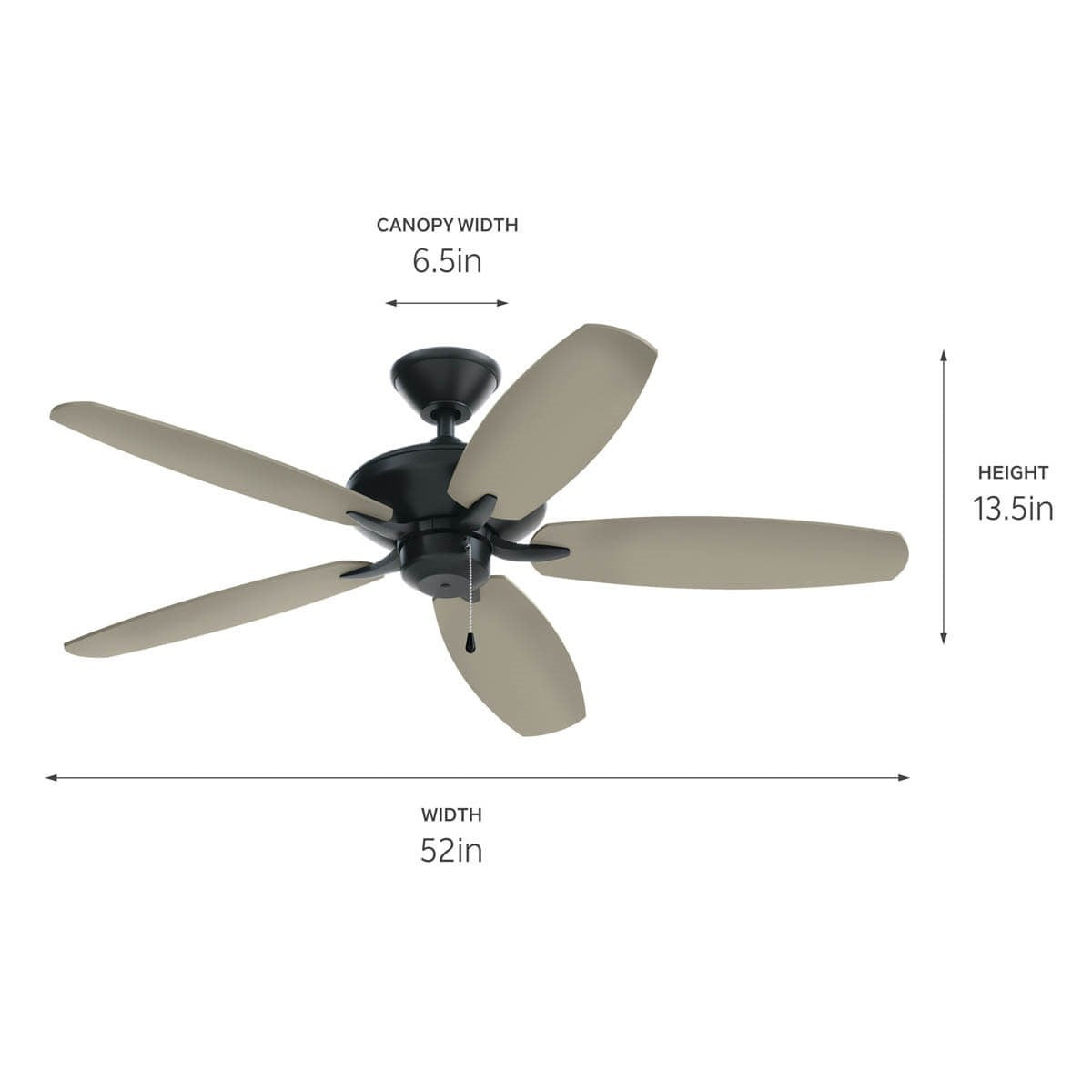 Kichler - 330164SBK - 52"Ceiling Fan - Renew Es - Satin Black