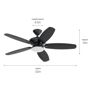 Kichler - 330163SBK - 52"Ceiling Fan - Renew Designer - Satin Black