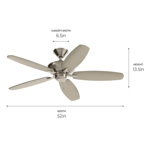 Kichler - 330164BSS - 52"Ceiling Fan - Renew Es - Brushed Stainless Steel