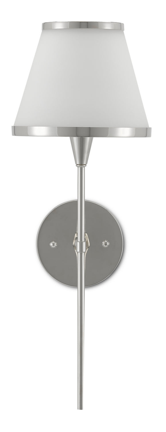 Currey and Company - 5800-0002 - One Light Wall Sconce - Bagno - Polished Nickel/Opaque Glass