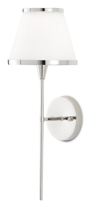 Currey and Company - 5800-0002 - One Light Wall Sconce - Bagno - Polished Nickel/Opaque Glass