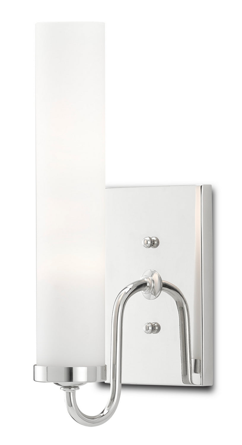 Currey and Company - 5800-0011 - One Light Wall Sconce - Bagno - Polished Nickel/Opaque Glass